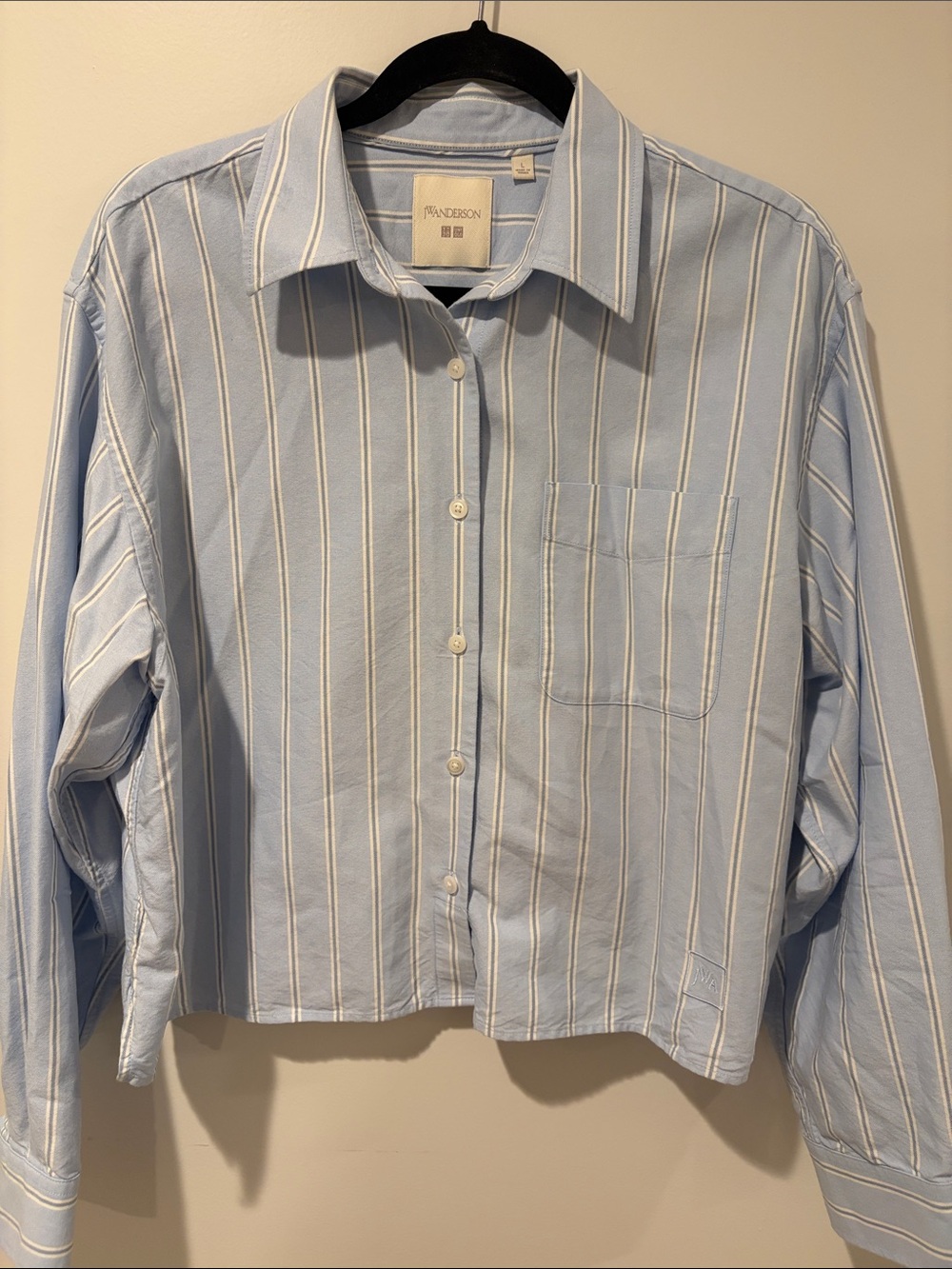 JW Anderson x Uniqlo Cropped Oxford Striped Shirt Blue White Size L